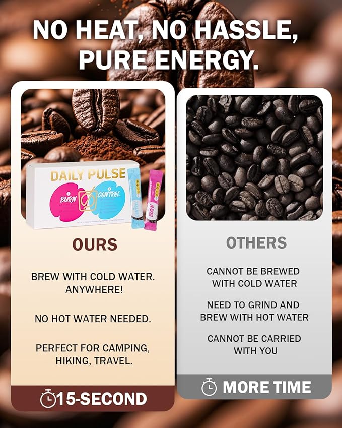 DAILY PULSE 2 in 1 Premium Instant Coffee Made with 100% Arabica Black Coffee Beans - 15 Second Shake to Make - with Garcinia Cambogia &amp Green Tea for Energy - Sugar Free Low Calorie Meal Replace