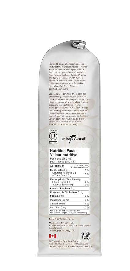 Muskoka Roastery Coffee Aki Organic Blend Medium Dark Roast Whole Bean Coffee 2LB Bag