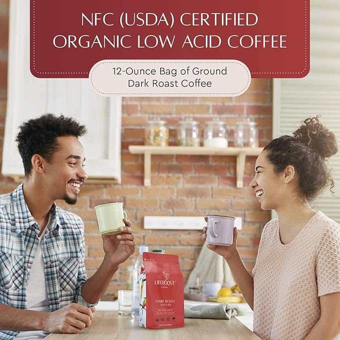 Lifeboost Coffee 3 Pack Dark Roast Ground Coffee - Low Acid Single Origin USDA Organic Coffee - Non-GMO Ground Coffee Beans Dark Roast Third Party Tested For Mycotoxins &amp Pesticides - 12 Ounces