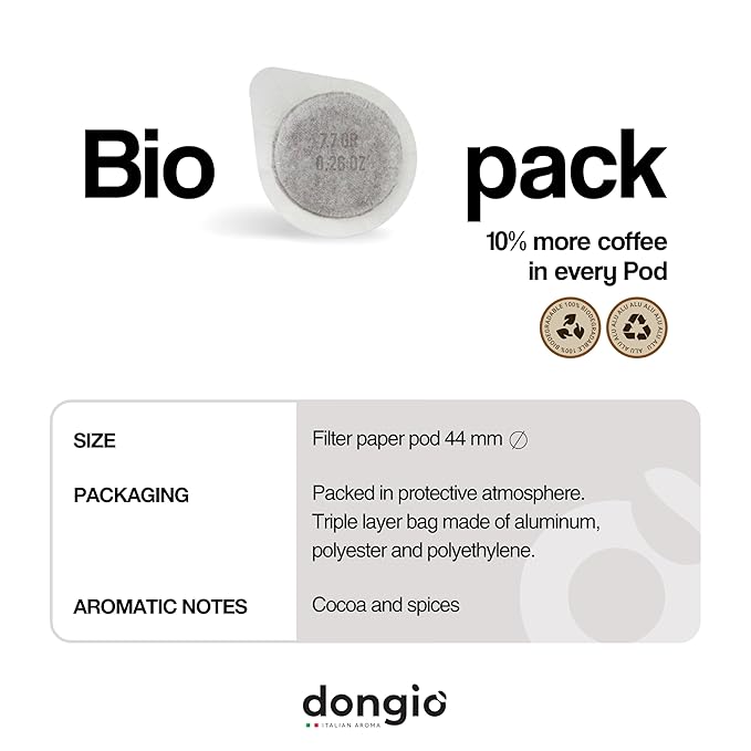 Dongiò Caffè Espresso Venezia - 150 Easy Serving Espresso Pods (ESE 44mm) – Dark Roast Coffee (Intensity 8/10) - Roasted and Blended in Italy