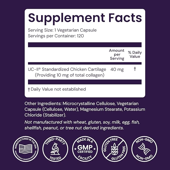 Healthy Origins UC-II 40 mg (Undenatured Type II Collagen Non-GMO Gluten Free Joint Support) 120 Veggie Caps