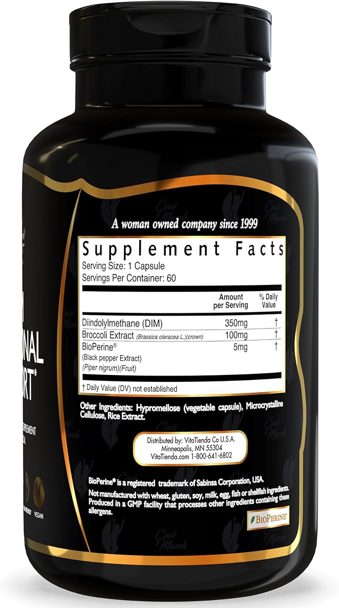 Cocó March DIM Supplement for Women – Supports Hormonal Balance Skin Care &amp Natural Estrogen Metabolism – Detox &amp Cell Health – Gluten Free Soy Free Dairy Free Vegan &amp Keto Friendly –