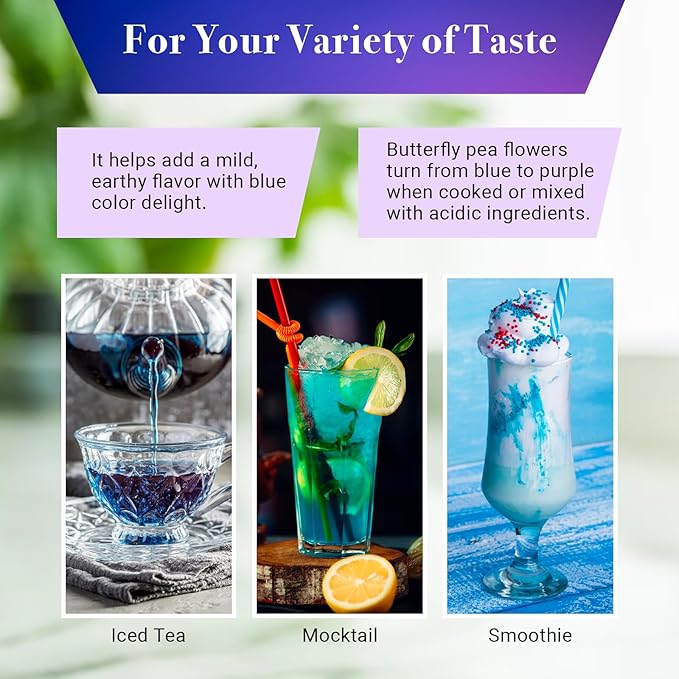 Butterfly Pea Flower Dried 1 LB (1000+ Cups) | Blue Butterfly Pea Flower Tea | Beautiful Blue Or Purple Food Coloring | Premium Quality | By Yogi's Gift®
