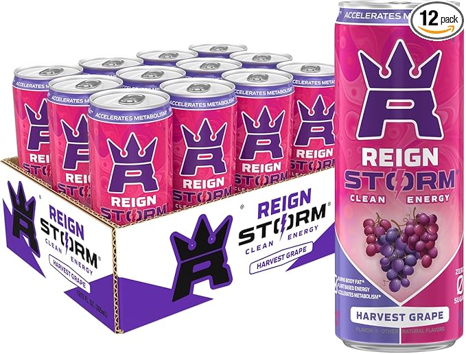 REIGN Storm Harvest Grape Fitness &amp Wellness Energy Drink 12 Fl Oz | Pack of 12