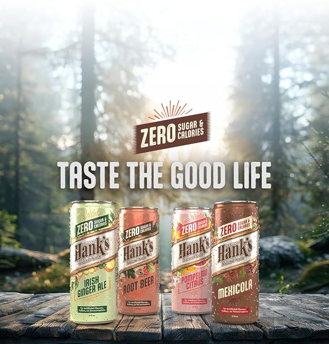 Hank's Soda ZERO Pompelmo Citrus Sparkling Beverage 12 Cans Sugar-Free