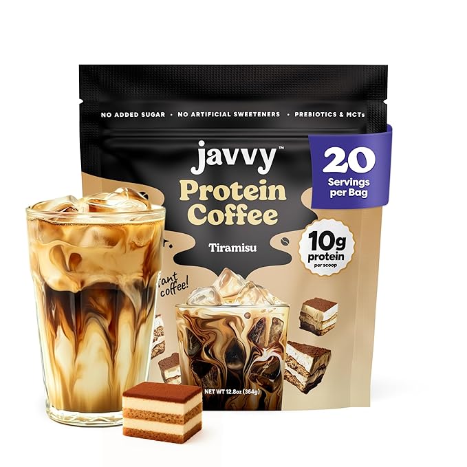 Tiramisu Protein Iced Coffee - Premium Whey Protein &amp Instant Iced Coffees - 100% Natural Cold Brew- Zero Artificial Flavors &amp Sweeteners 80 mg Caffeine Per Serving No Added Sugar 20 Servin
