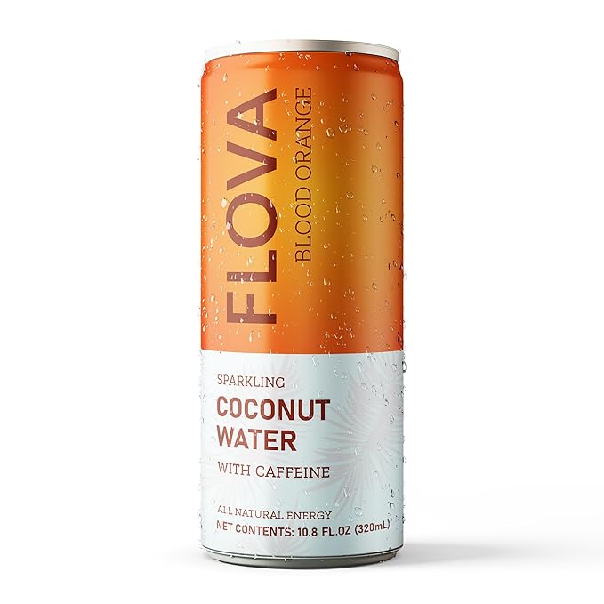 Flova Blood Orange Energy Drink All Natural Electrolytes and Minerals from Coconut Water 4 Simple Easy to Pronounce Ingredients 99% Juice Pack of 12 Cans