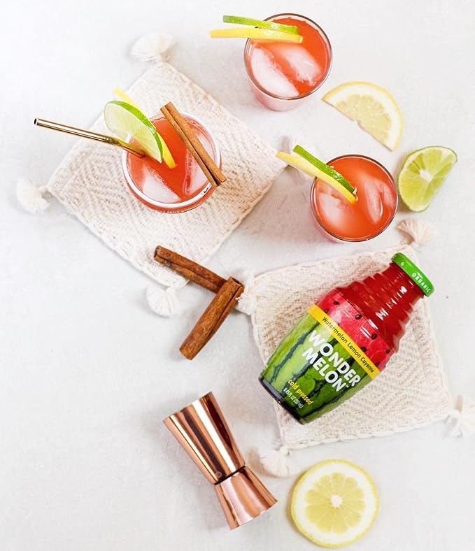 Wonder Melon Organic Watermelon Juice with Lemon &amp Cayenne 8.45oz (6 Pack) 100% Juice Cold Pressed