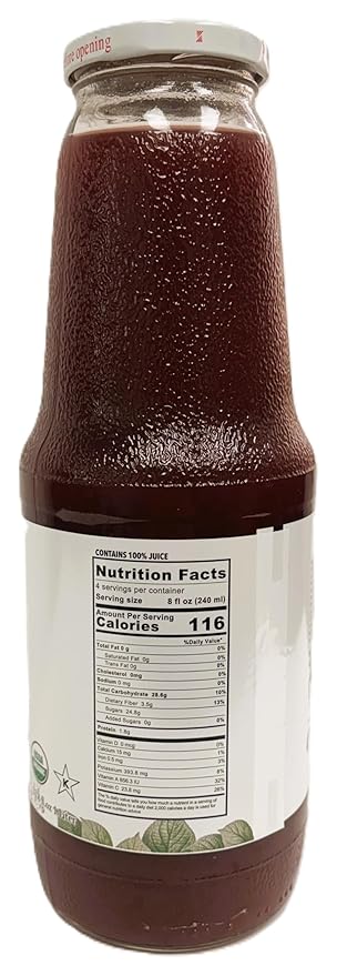 Anna and Sarah 33.8 Oz Organic Tart Plum Juice - Glass Bottle (2 Pack) No Sugar Added No Artificial Colors No Preservatives No Flavors AddedNOT from Concentrate