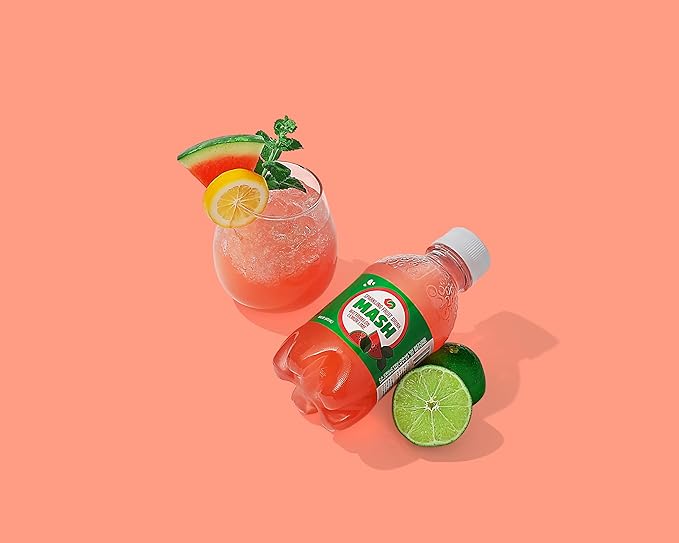 Boylan Bottling MASH Great Tasting Watermelon Lemon Lime – Lightly Carbonated Fruit Drink - Low Calorie &amp No Sugar - Made With All Natural Pure Cane Sugar- 12 Count