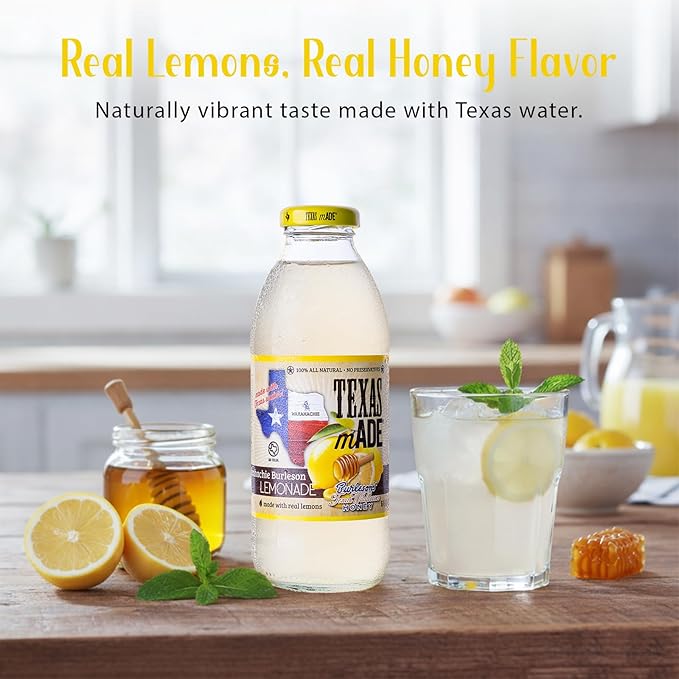 Texas mADE Waxahachie Burleson Lemonade Honey Lemonade Made with Pure Cane Sugar and Texas Wildflower Honey No Preservatives Texas Crafted Lemonade 16 fl oz Pack of 12
