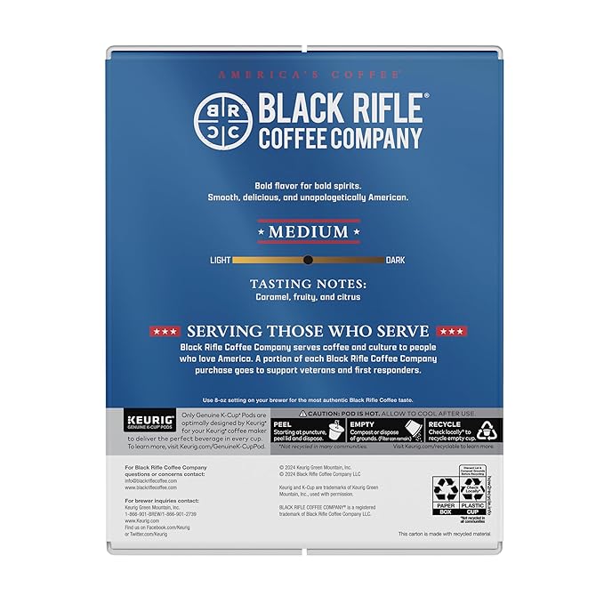 Black Rifle Coffee Company Liberty Roast 22ct Single Serve Coffee 22 Count with Notes of Hazelnut Brown Sugar &amp Mild Citrus