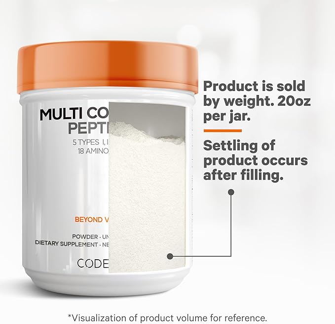 Codeage Multi Collagen Protein Powder Peptides Hydrolyzed Collagen for Women &amp Men Collagen Supplements Grass Fed Bone Broth 2-Month Supply Unflavored Type 1 2 3 5 &amp 10 Non-GMO - 20