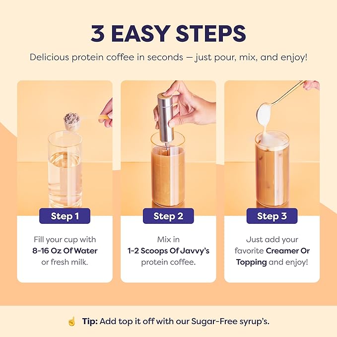 Salted Caramel Protein Iced Coffee - Premium Whey Protein &amp Instant Iced Coffees - 100% Natural Cold Brew - Zero Artificial Flavors &amp Sweeteners 80 mg Caffeine No Added Sugar 20 Servings