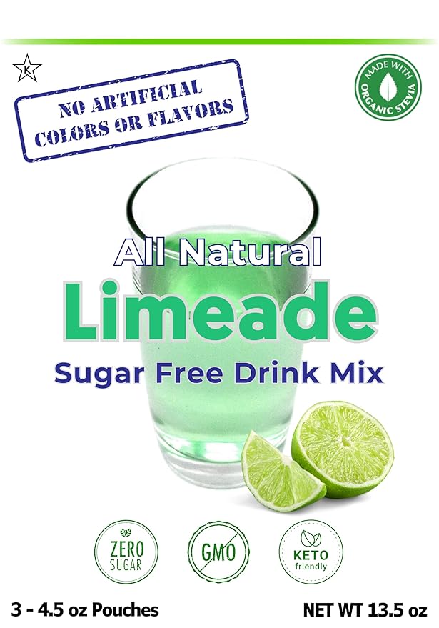 GramZero All Natural Limeade Zero Calorie Sugar Free Drink Mix Great For Nutrition Club Loaded Tea Stevia Sweetened