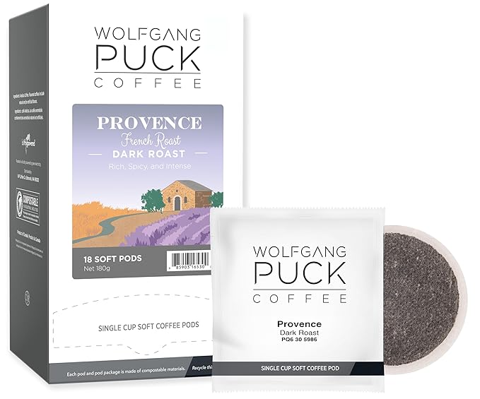 Wolfgang Puck Coffee Provence French Roast 9.5 Gram soft Pods 18 Count (Pack of 3)