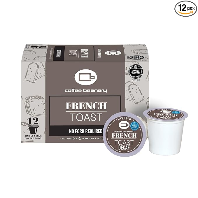 French Toast Decaf Coffee Pods by Coffee Beanery | 12ct Medium Roast Arbica Coffee