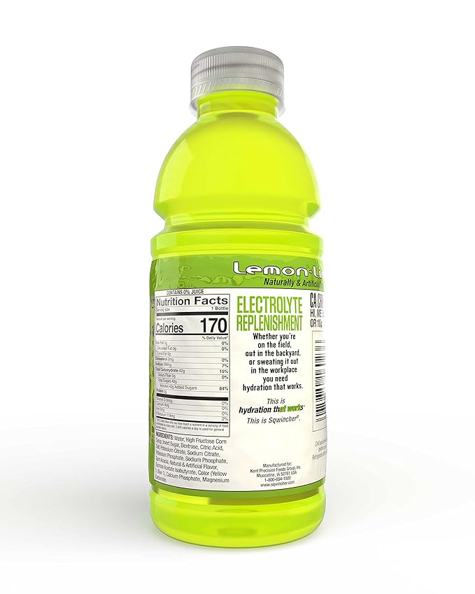 Sqwincher Activity Drink Bottles | Lemon-Lime Flavored | Low Calorie | Low Sodium | Ready-To-Drink | Electrolyte Replenishment Hydration Drink | 20 oz (Case of 24)