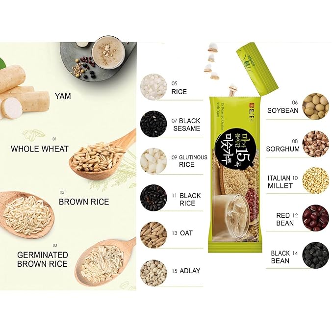 Damtuh Korean Misugaru Drink Mix Bundle – 15-Grain Multigrain Powder + 12-Grain Multigrain Powder Latte-Style Drink Caffeine-Free 20g x 80 Stick Packs