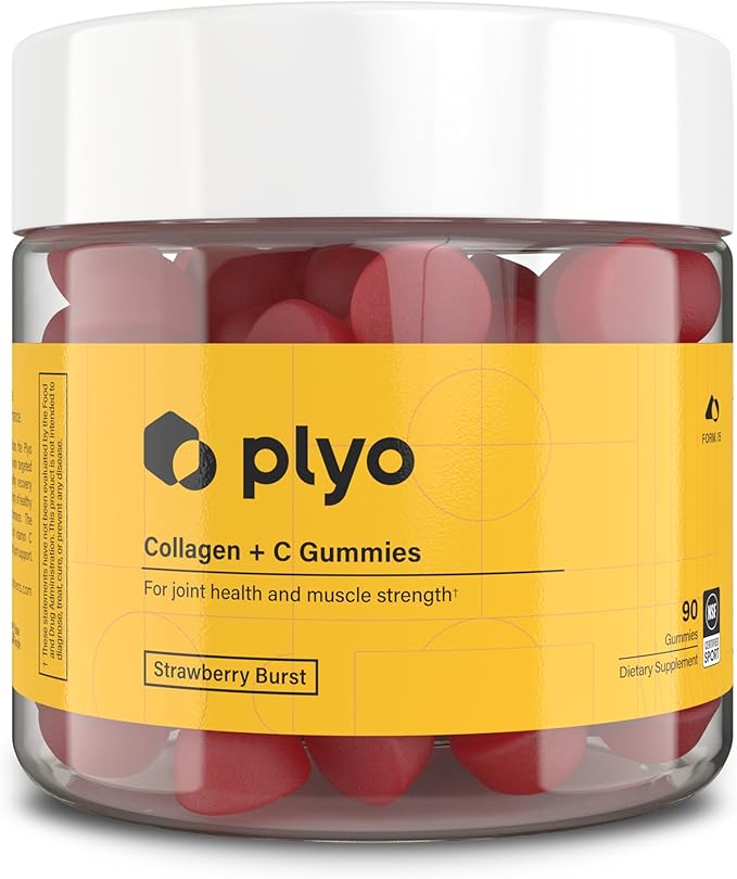Plyo Collagen + C | for Joint Health and Muscle Strength | NSF Sport Certified | 90 Count | Gluten Free | Made in The US | Women Owned