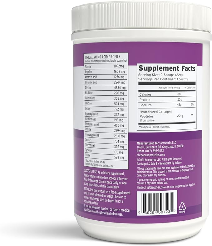 Original Collagen Peptides 100% Natural Bovine Premium Hydrolyzed Type I-III 12 Oz