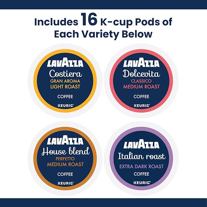 Lavazza Coffee Variety Pack Keurig Single-Serve K-Cup Pods 64 Count