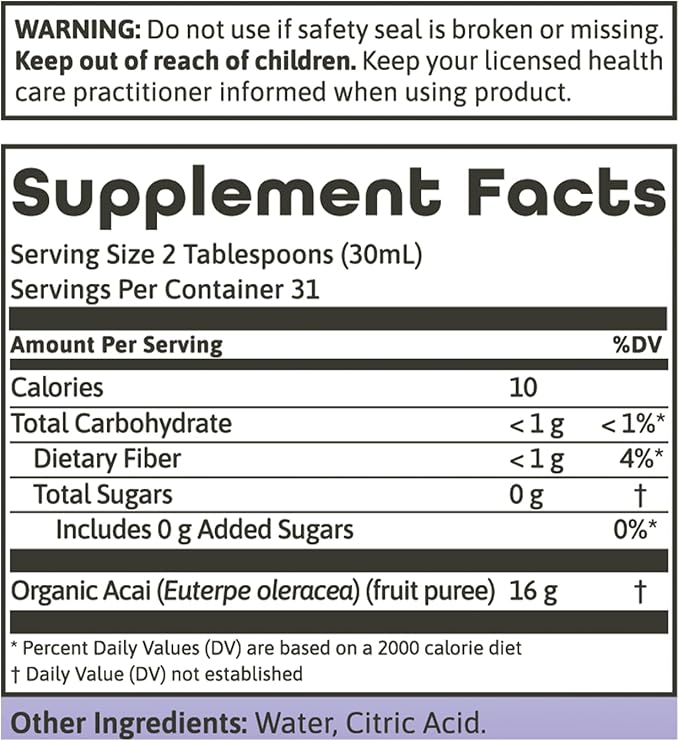 Dynamic Health Acai Gold | Organic Acai 100% Juice | Vegetarian No Gluten or BPA Dietary Supplement | 32oz 32 Serv
