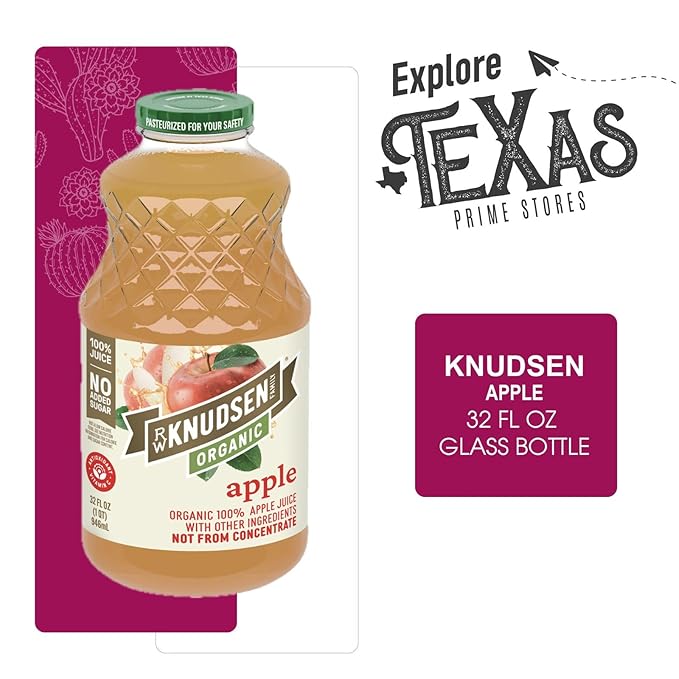 R.W. Knudsen Organic 2-Pack Organic Apple Fruit Juice 100% USDA 32 fl oz Glass Bottle + 1 Utility Freebie by Lavinia