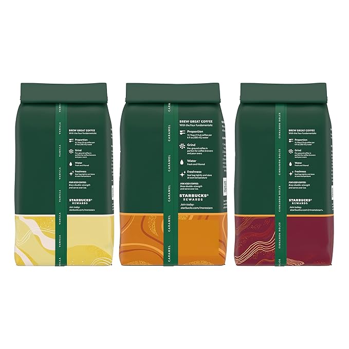 Starbucks Flavored Ground Coffee Variety Pack Naturally Flavored 3 bags (11 oz each)