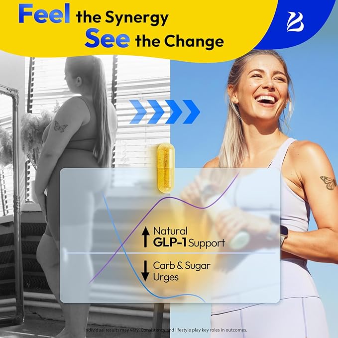 Bualle Support GLP-1 Supplement Weight Loss | GlucoVantage® DHB + Akkermansia Probiotic | Super Berberine with Ceylon Cinnamon for 5X Bioactive Appetite Metabolic Gut &amp GLP 1 Weight Loss 60ct