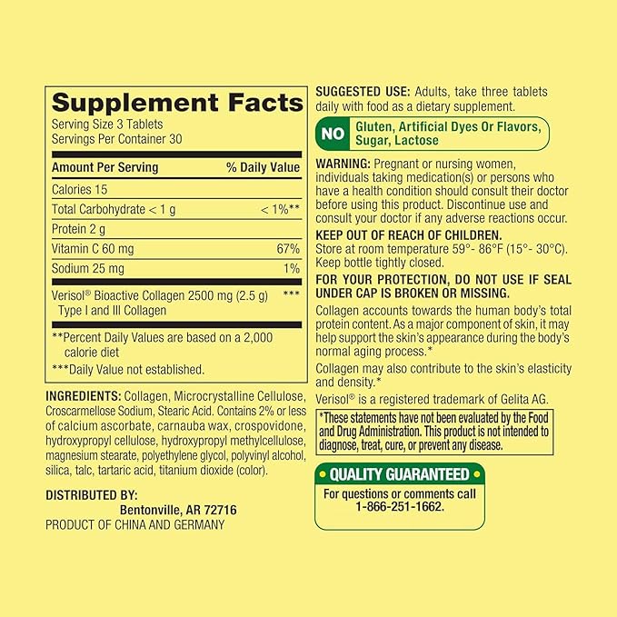 Spring Valley's Collagen + C Tablets 2500mg 90 Tablets | Collagen Plus Vitamin c | Collagen + Vitamin C 60 mg | Collagen C Spring Valley Bundle with Basket Goods Store