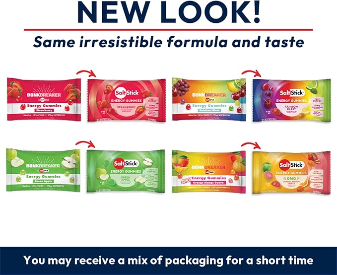 SaltStick Energy Gummies with Electrolytes Variety Pack Easy to Chew Electrolyte Gummy Energy Chews that Taste Great. 10 Packs 80 Gummies