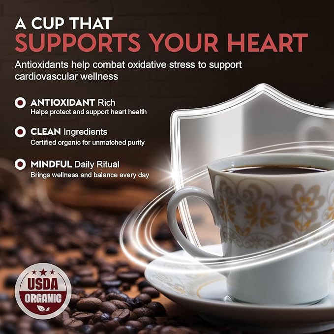 Cardiology Coffee – Whole Bean Coffee – USDA Certified Organic Mold Free 12oz Dark Roast Coffee Beans - Organic Barista-Style Beans with Antioxidant Benefits – Perfect for Heart Healthy Lifestyle