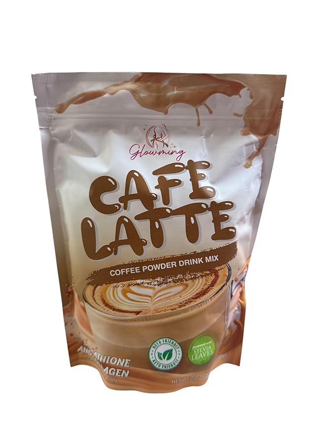Cris Cosmetics Glowming Café Latte Coffee Powder Drink Mix - Glutathione &amp Collagen Blend (20g)