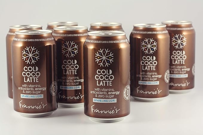 KauffmanTreats Frannie Sparkling Beverage- Zero Calories &amp Sugar Aspertame Free: 8-Ct 12 Oz. Cans (Cold Coco Latte)