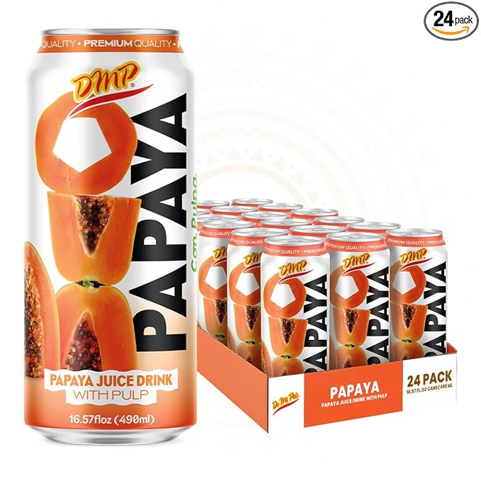 De Mi Pais Papaya Juice with Pulp Premium Quality Refreshing Fruit Beverage Canned Juice Perfect for Tropical Drinks Organic Experience Size 16.57 Fl Oz 24-Pack