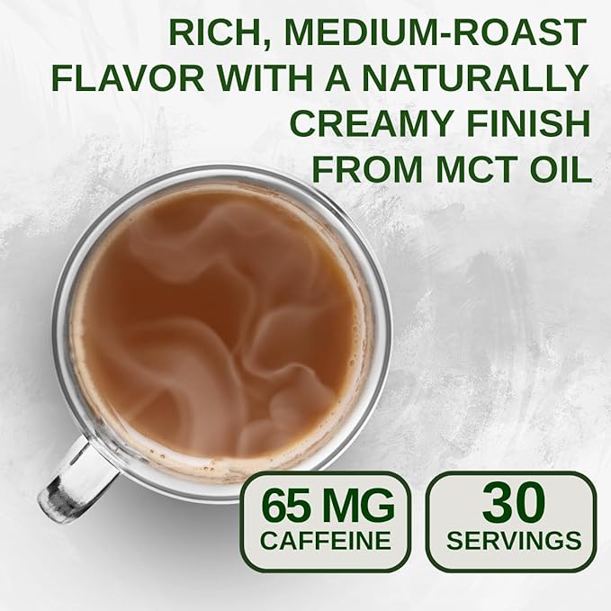 Kinoko USDA Organic Mushroom Coffee 30 Servings with MCT Oil Instant Creamy Coffee Mix with 7 Adaptogenic Mushrooms for Focus Energy &amp Wellness USA Grown