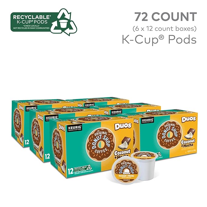 The Original Donut Shop Duos Coconut + Mocha Keurig Single-Serve K-Cup Pods Medium Roast Coffee 72 Count