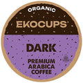 EKOCUPS Organic Dark Roast Coffee Pods Strong Bold Dark Roast Flavor - USDA Certified Organic - Single Serve Cups for Keurig K Cups Coffee Makers Box of 40 Recyclable Capsules