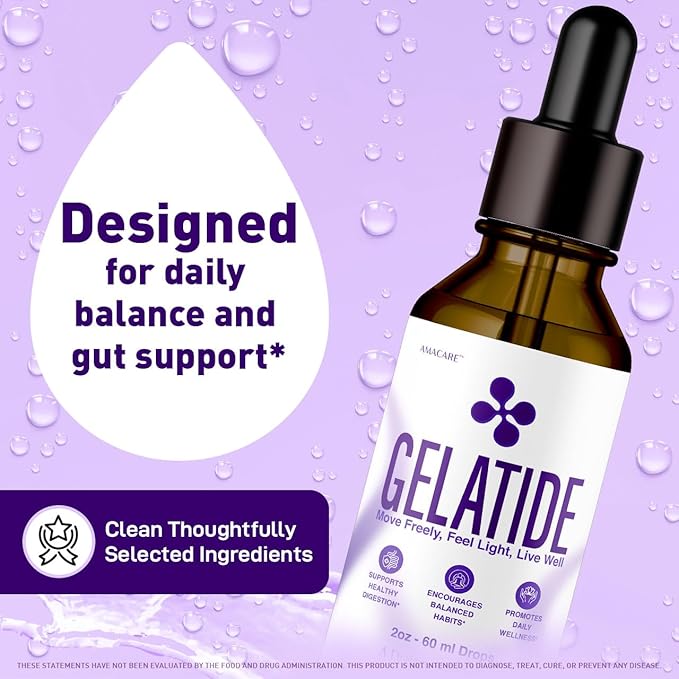 (2 Pack) Gelatide Drops – Advanced Gelatide Liquid Drops Health Support All Natural Ingredients Formula Daily Premium Maximum Strength Vitamin Health and Wellness 2 Bottles for 2 Months