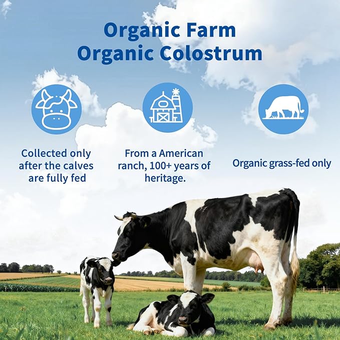 Bovine Colostrum Powder Supplements 3000mg IgG Grass-Fed Orgainc Freeze Dried Colostrum for Women &amp Men | Supports Gut Health Hair Health Immune Defense &amp Muscle Recovery Unflavored 50 S