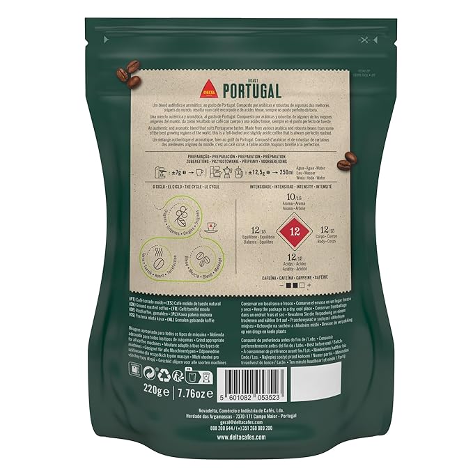 Delta Cafés Portugal 220gr/7.7oz Ground Coffee - Pack of 3 - Smooth and Delicious Medium Roast Coffee Espresso Machine Compatible Universal Grinding
