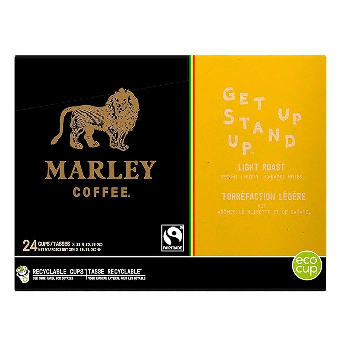 Marley CoffeeGet Up Stand Up Single Serve RealCup Organic Light Roast for Keurig K-Cup Brewers 96 Count