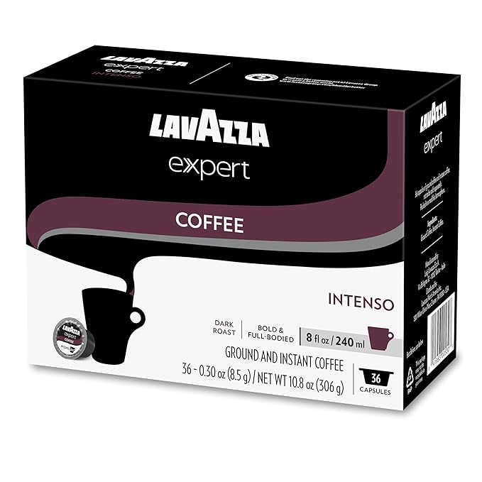 Lavazza Expert Intenso Coffee Capsules Dark Roast Arabica and Robusta Blend Compatible with Lavazza Classy Plus Machine (36 Capsules) (Pack of 2)