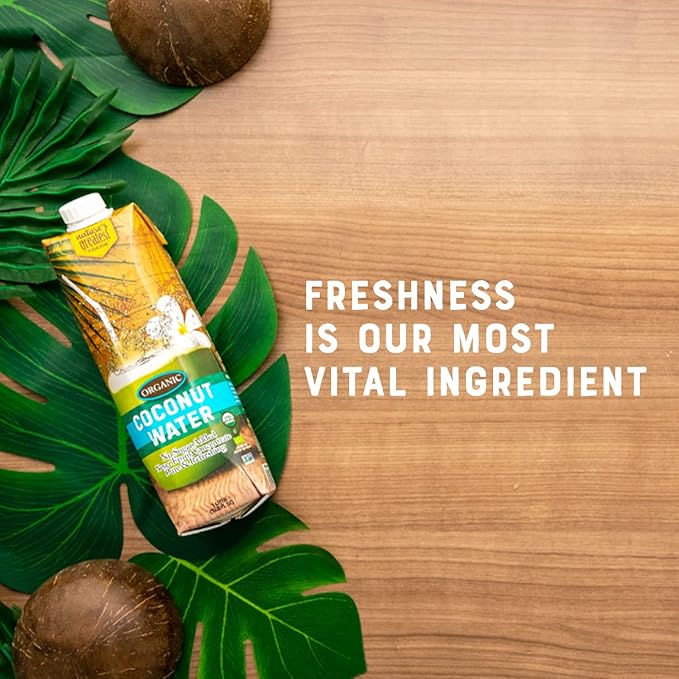 Nature's Greatest Foods Organic Coconut Water USDA Organic Certified No Sugar Added Never from Concentrate Pure &amp Refreshing 33.8 fl oz (Pack of 6)