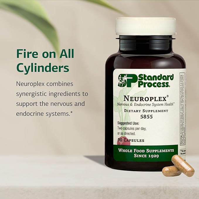 Standard Process Neuroplex - Supports Nervous &amp Endocrine System Function - Brain Health Support with Vitamin B6 Iron Zinc &amp More - Brain Supplement for Men &amp Women - 360 Tablets