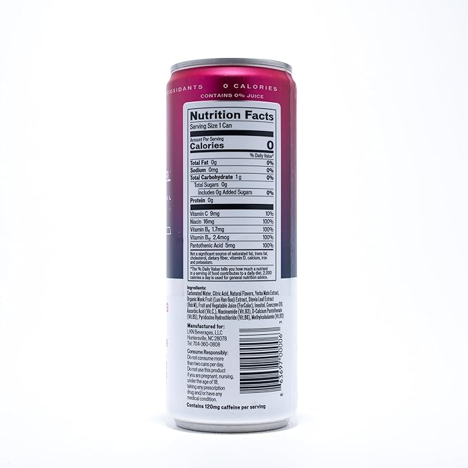 Angry Angel Ice Pop Blast Natural Energy + Focus Drink (12 count) - Zero Sugar - Natural Caffeine from Yerba Mate - CoQ10 - B Vitamins - 12 oz Cans