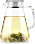 Teabloom One-Touch Tea Maker 2-in-1 Teapot and Kettle with Stainless Steel Filter Lid for Loose Tea – Stain-Free Borosilicate Glass Teapot (40 Oz) – Tea Connoisseur's Choice