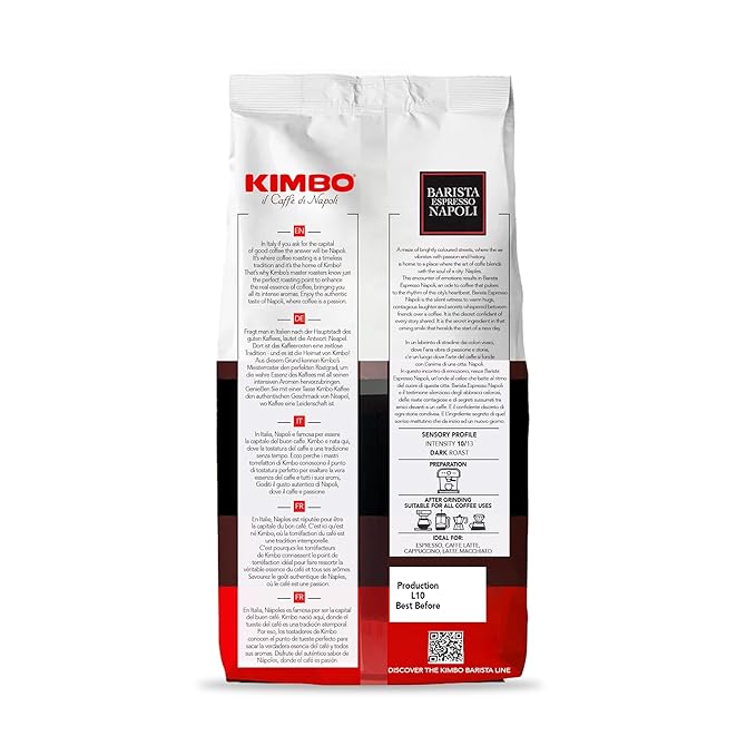 Kimbo Espresso Napoletano Whole Coffee Beans Dark Roast 1kg Bag