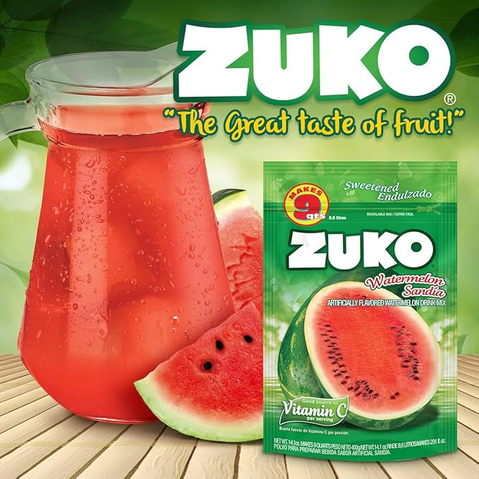 Zuko Watermelon Instant Powder Drink Family Pack 14.1 oz Pack of 6